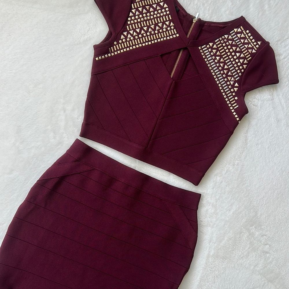 Bebe Y2K bandage skirt and top